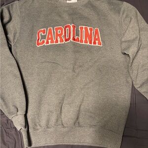 Champion Gray Crewneck Sweater with Red Carolina Print